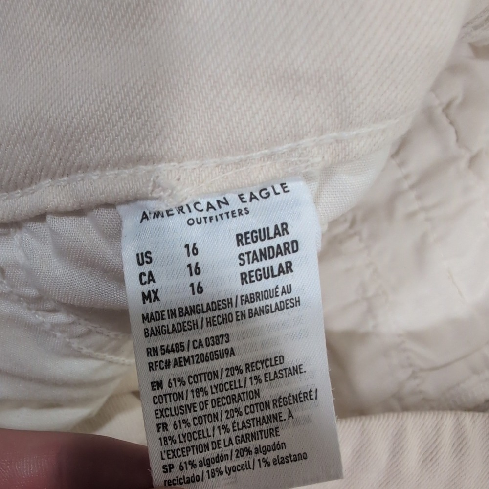 American Eagle Cream Wide Leg High Rise Stretch Pants Womens 16 Regular 5279 - Picture 5 of 9